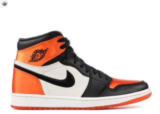 Meilleures Air Jordan 1 "2018 Satin Shattered Backboard" Orange Noir (av3725-010)