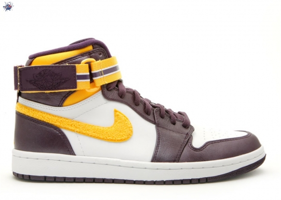 Meilleures Air Jordan 1 High Strap Pourpre Jaune (342132-571)