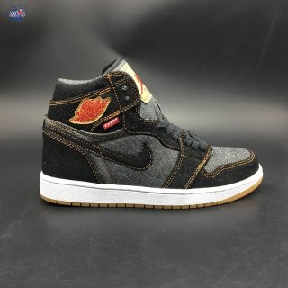 Meilleures Air Jordan 1 Levis Noir Gris