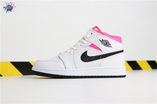 Meilleures Air Jordan 1 Mid Blanc Rose Noir