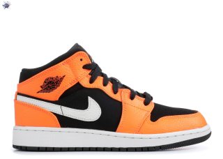 Meilleures Air Jordan 1 Mid (Gs) Noir Orange (554725-062)