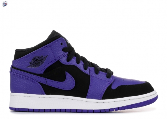 Meilleures Air Jordan 1 Mid (Gs) Noir Pourpre (554725-051)