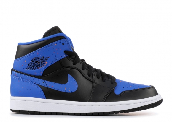 Meilleures Air Jordan 1 Mid "Royal Paint Splatter" Bleu Orange Noir (554724-048)