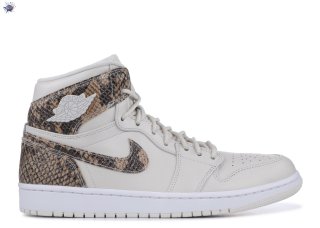 Meilleures Air Jordan 1 Ret High "Snakeskin" Blanc Marron (ah7389-004)