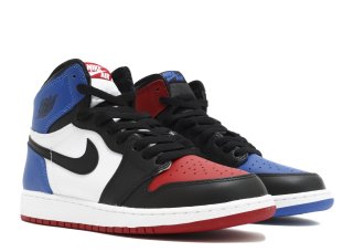 Meilleures Air Jordan 1 Retro High Og Bg (Gs) "Top 3" Noir Bleu Rouge (575441-026)