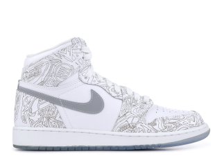 Meilleures Air Jordan 1 Retro High Og Laser Bg (Gs) "30Th Anniversary" Blanc Métallique Argent (705290-100)