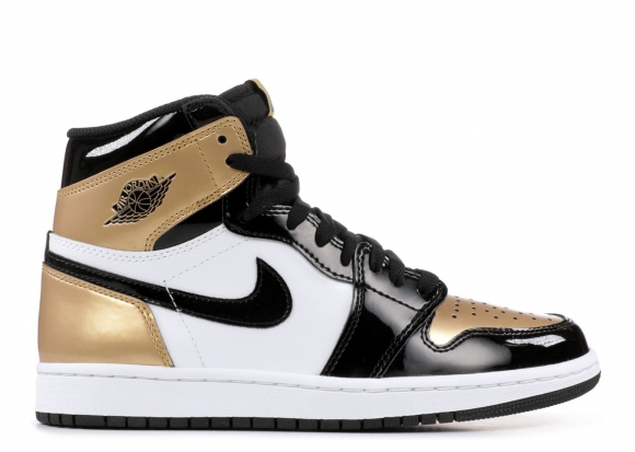 Meilleures Air Jordan 1 Retro High Og Nrg "Gold Toe" Noir Blanc Métallique Or (861428-007)