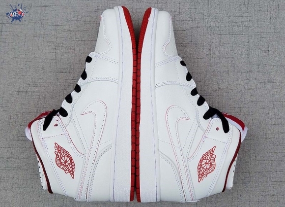 Meilleures Air Jordan 1 Retro Mid Blanc Rouge Noir