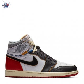 Meilleures Air Jordan 1 Union Los Angeles "Black Toe" Blanc Rouge Gris (bv1300-106)