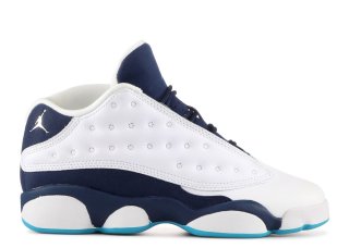 Meilleures Air Jordan 13 Retro Low Bg (Gs) "Hornets" Blanc Marine (310811-107)