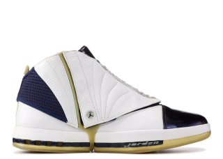 Meilleures Air Jordan 16 3/4 Blanc Marine (136059-141)