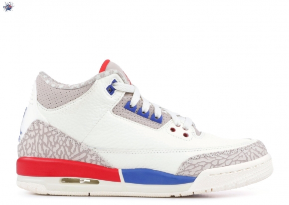 Meilleures Air Jordan 3 Retro Gs "Charity Game" Blanc Rouge Bleu (398614-140)