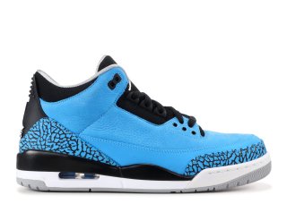 Meilleures Air Jordan 3 Retro "Powder Bleue" Bleu Noir (136064-406)