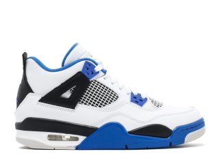 Meilleures Air Jordan 4 Retro (Gs) "Motor Sport" Blanc Bleu (408452-117)