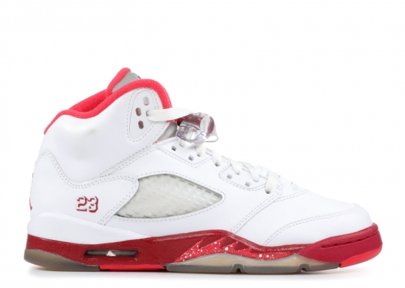 Meilleures Air Jordan 5 Retro (Gs) Blanc Rouge (440892-101)