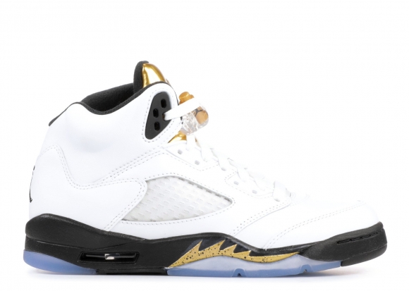 Meilleures Air Jordan 5 Retro (Gs) "Olympic Gold" Blanc Noir Or (440888-133)