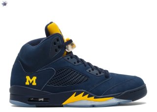 Meilleures Air Jordan 5 Retro "Michigan Pe" Marine (645668-636)