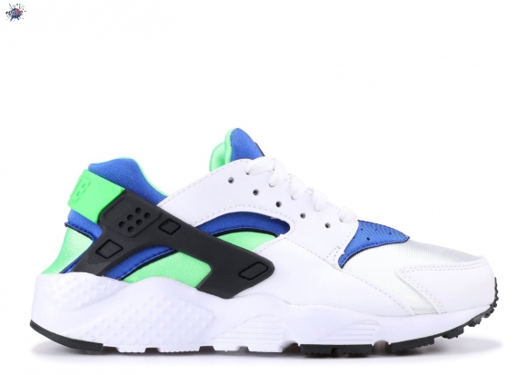 Meilleures Nike Air Huarache Run (Gs) "Scream Green" Blanc Bleu Vert (654275-300)