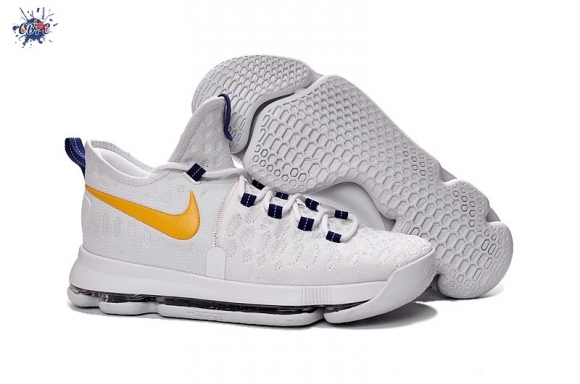 Meilleures Nike KD IX 9 Blanc Bleu Jaune