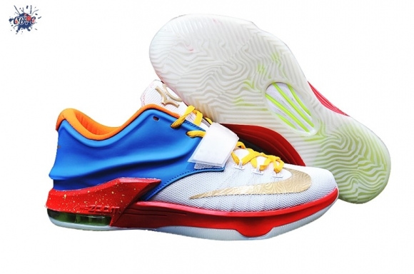 Meilleures Nike KD VII 7 Blanc Bleu Rouge