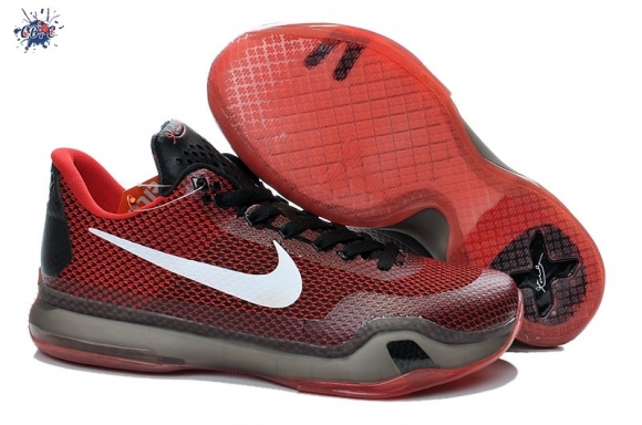 Meilleures Nike Kobe X 10 Rouge Noir Blanc