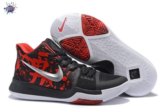 Meilleures Nike Kyrie Irving III 3 "Samurai" Noir Rouge Argent