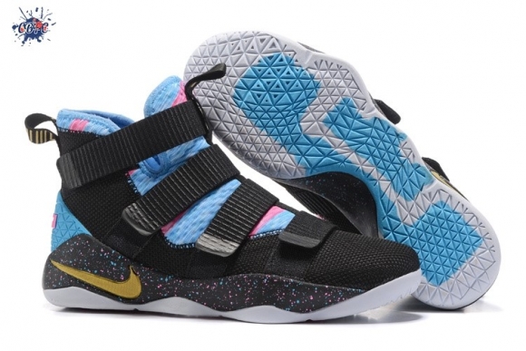 Meilleures Nike Lebron Soldier XI 11 Noir Bleu Rose Or