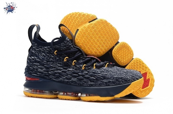 Meilleures Nike Lebron XV 15 Marine Gris Jaune