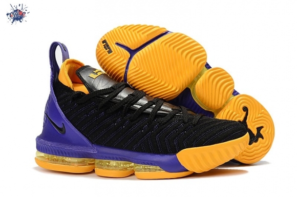 Meilleures Nike Lebron XVI 16 Noir Pourpre Jaune