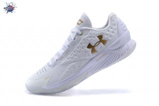 Meilleures Under Armour Curry 1 Low Blanc Métallique Or