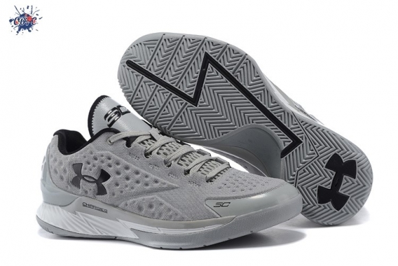 Meilleures Under Armour Curry 1 Low Gris Noir