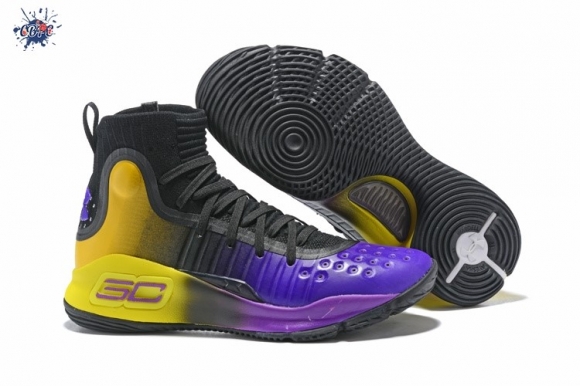 Meilleures Under Armour Curry 4 Noir Jaune Pourpre