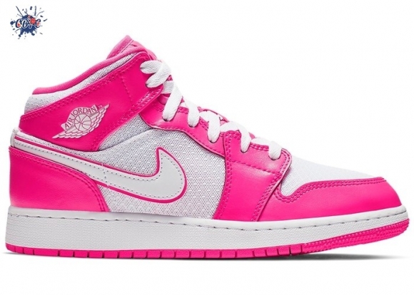 Meilleures Air Jordan 1 Mid (GS) Rose Bianco (555112-611)