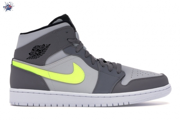 Meilleures Air Jordan 1 Mid Gris Volt (554724-072)