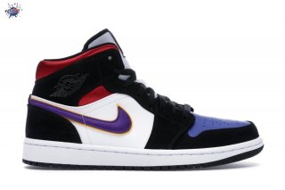 Meilleures Air Jordan 1 Mid "Lakers" Top 3 Noir Pourpre (852542-005)