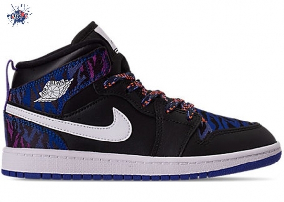 Meilleures Air Jordan 1 Mid (PS) "Multi Color Tiger Stripe" Noir (AV5173-005)