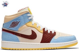 Meilleures Air Jordan 1 Mid Se "Fearless Maison Chateau Rouge" Bleu Rouge (CU2803-200)