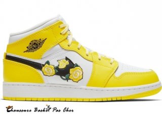 Air Jordan 1 Mid Dynamic (Gs) Jaune Floral (AV5174-700)