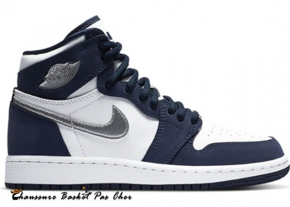 Air Jordan 1 Retro High Co Japan "Minuit Marine" (Gs) Blanc Argent (575441-141)