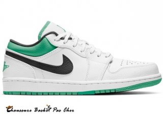 Jordan 1 Low Blanc Chanceux Vert Noir (553558-129)