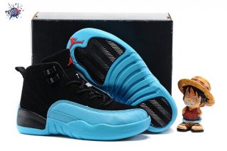 Meilleures Air Jordan 12 Bleu Noir Enfant