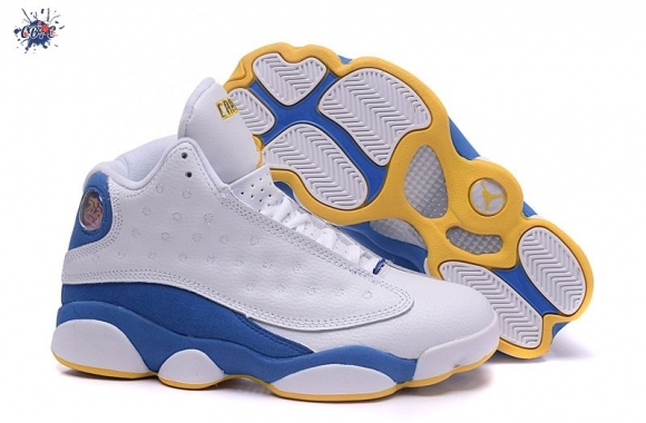 Meilleures Air Jordan 13 Blanc Bleu Jaune