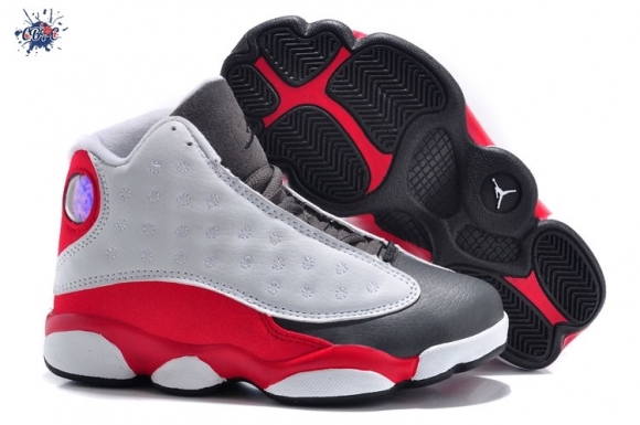 Meilleures Air Jordan 13 Gris Rouge Blanc Enfant