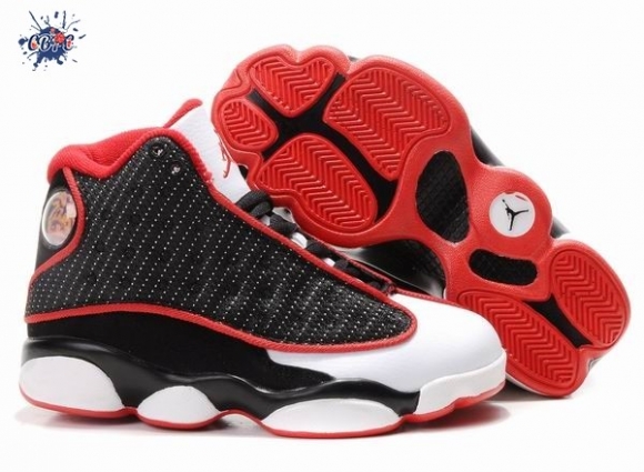 Meilleures Air Jordan 13 Noir Rouge Blanc Enfant