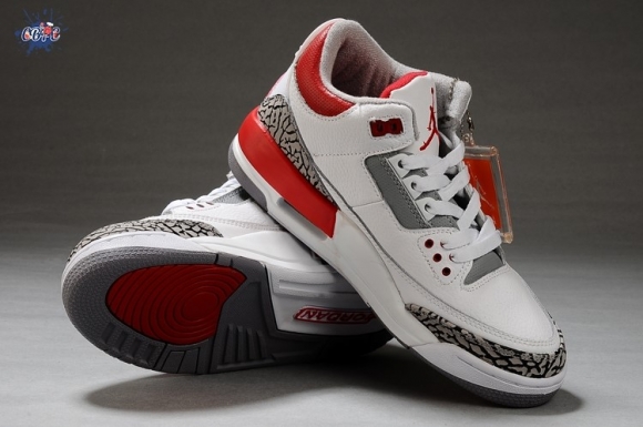 Meilleures Air Jordan 3 Blanc Rouge Gris