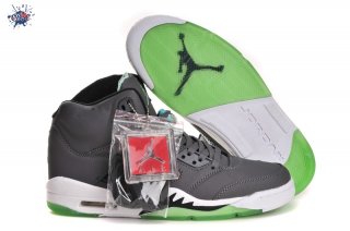 Meilleures Air Jordan 5 Gris Noir Blanc Vert