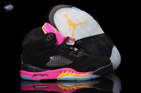 Meilleures Air Jordan 5 Noir Rose Jaune