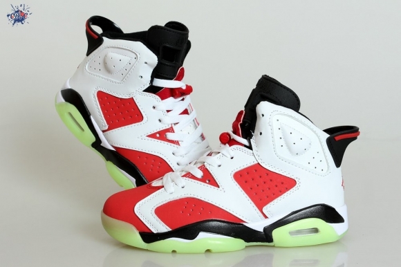 Meilleures Air Jordan 6 Blanc Rouge Fluorescent Vert