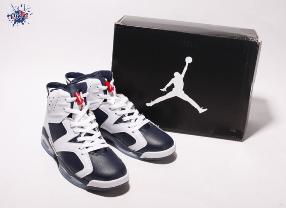 Meilleures Air Jordan 6 Foncé Bleu Blanc