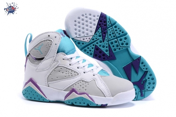 Meilleures Air Jordan 7 Blanc Gris Bleu Pourpre Enfant